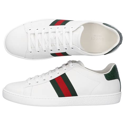 gucci white and green sneakers|Gucci all white sneakers.